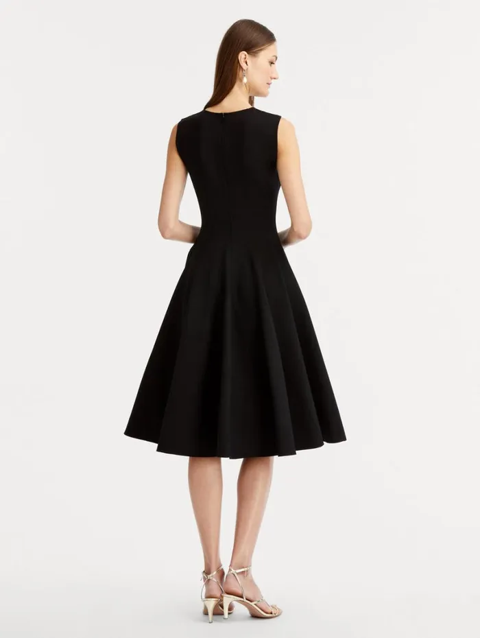 Oscar De La Renta Curved Seam Detail Dress Black Women Dresses