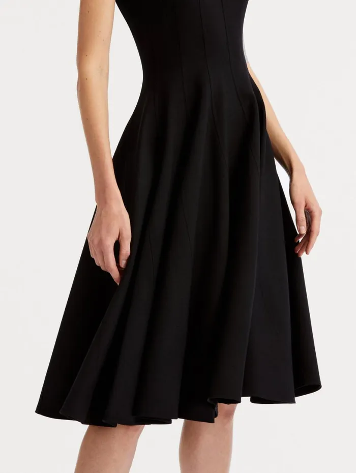 Oscar De La Renta Curved Seam Detail Dress Black Women Dresses