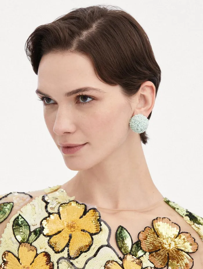 Oscar De La Renta Dandelion Stud Earrings Green Women Earrings