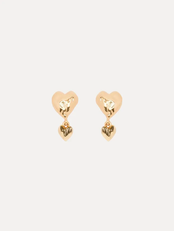 Oscar De La Renta Double Heart Earrings Gold Women Earrings