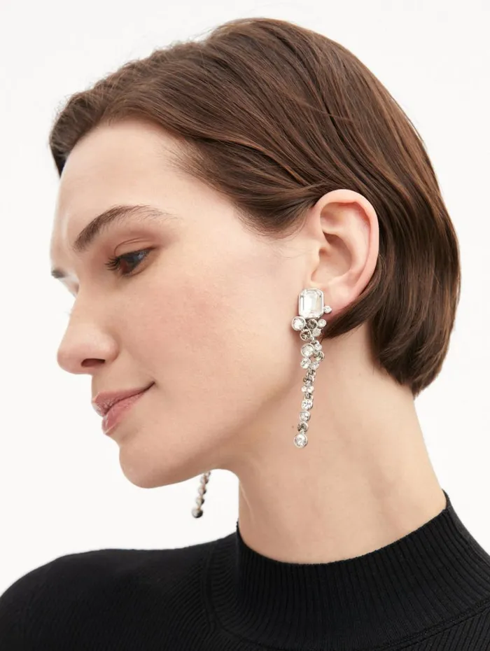 Oscar De La Renta Mixed Crystal ClipOn Earrings Crystal Women Earrings