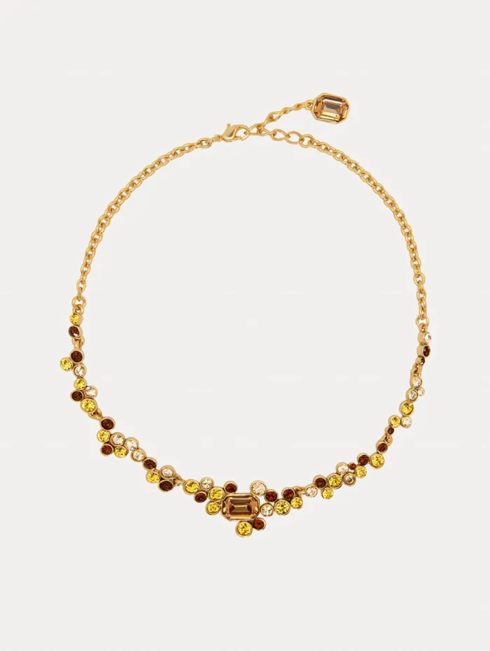 Oscar De La Renta Mixed Crystal Cluster Necklace Topaz Women Necklaces