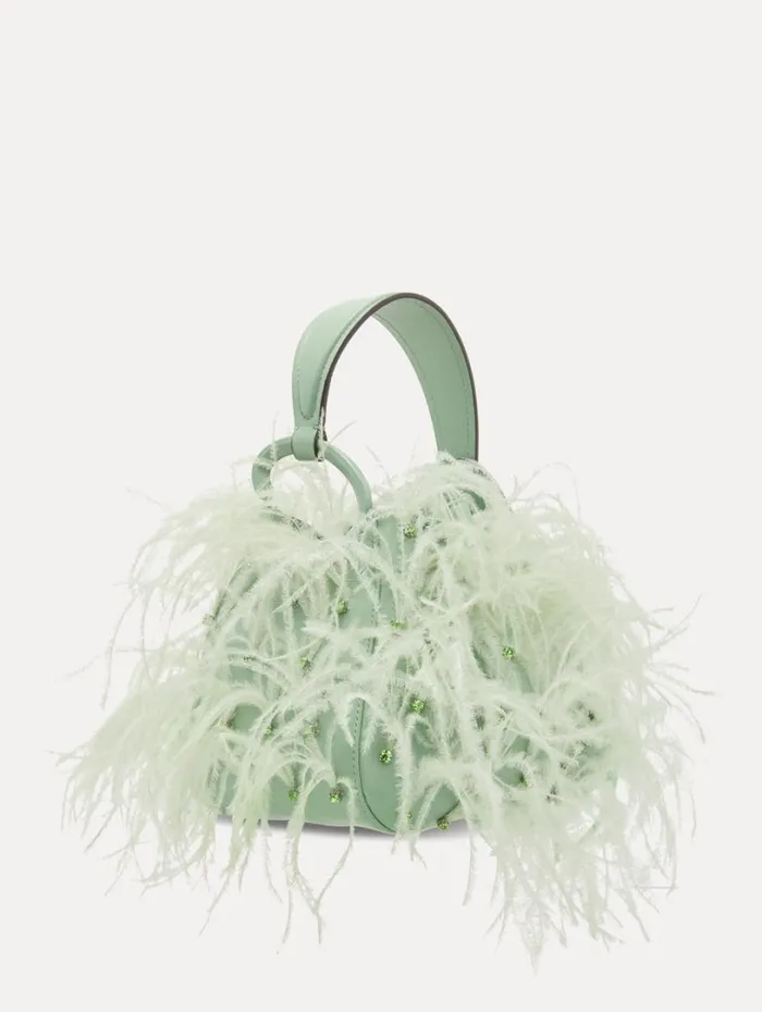Oscar De La Renta Ostrich Feather O Handle Bag Willow Women Handbags