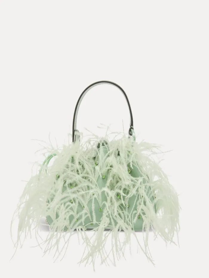 Oscar De La Renta Ostrich Feather O Handle Bag Willow Women Handbags Oscar De La Renta Ostrich Feather O Handle Bag Willow Women Handbags