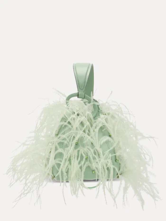 Oscar De La Renta Ostrich Feather O Handle Bag Willow Women Handbags Oscar De La Renta Ostrich Feather O Handle Bag Willow Women Handbags