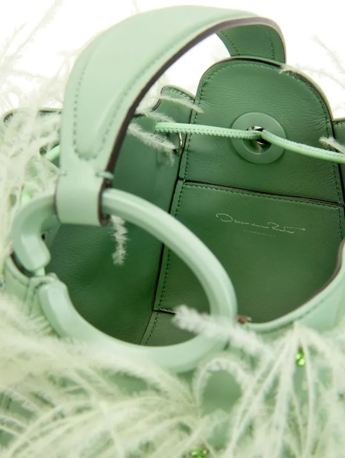 Oscar De La Renta Ostrich Feather O Handle Bag Willow Women Handbags Oscar De La Renta Ostrich Feather O Handle Bag Willow Women Handbags