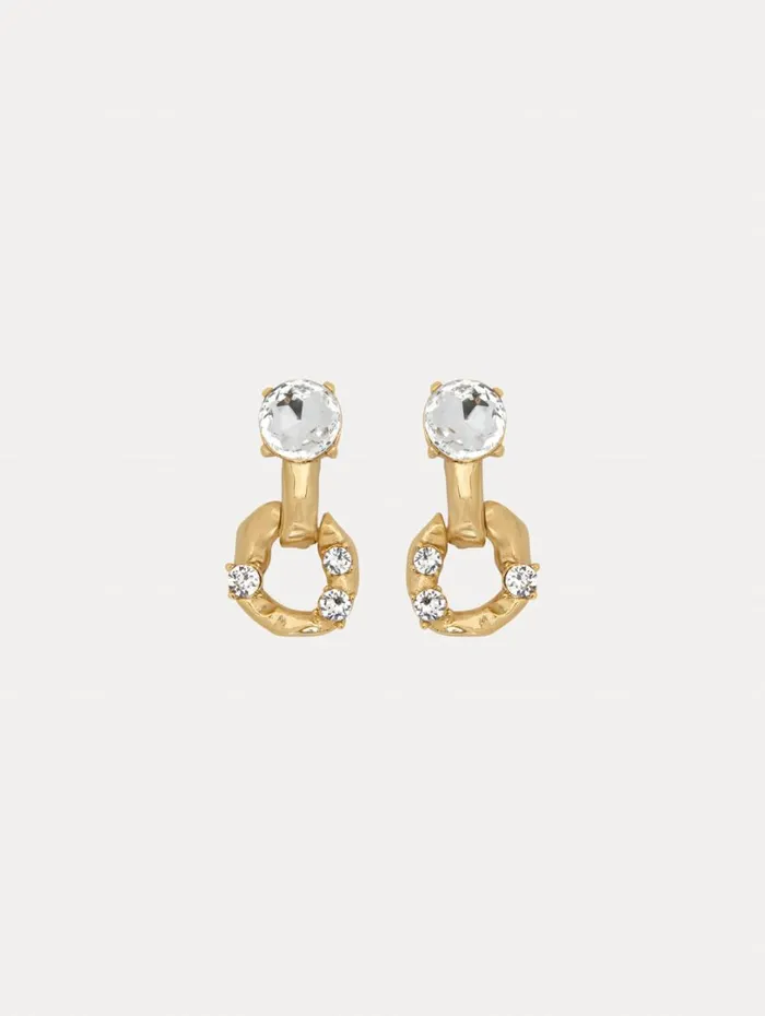 Oscar De La Renta Scramble ChainLink Earrings Crystal Women Earrings