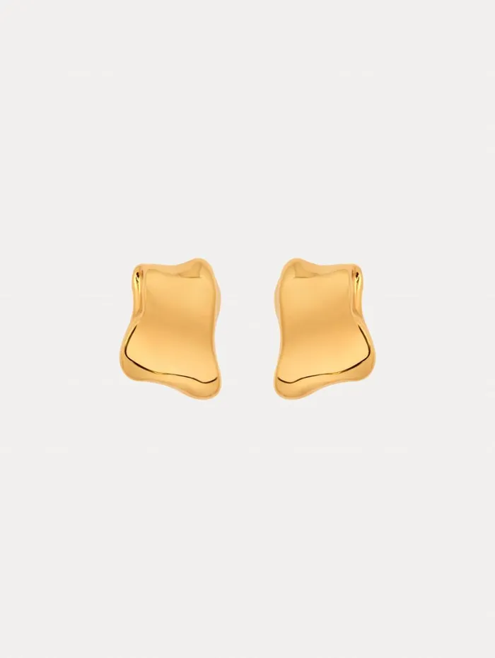 Oscar De La Renta Sculpted Metal ClipOn Earrings Gold Women Earrings