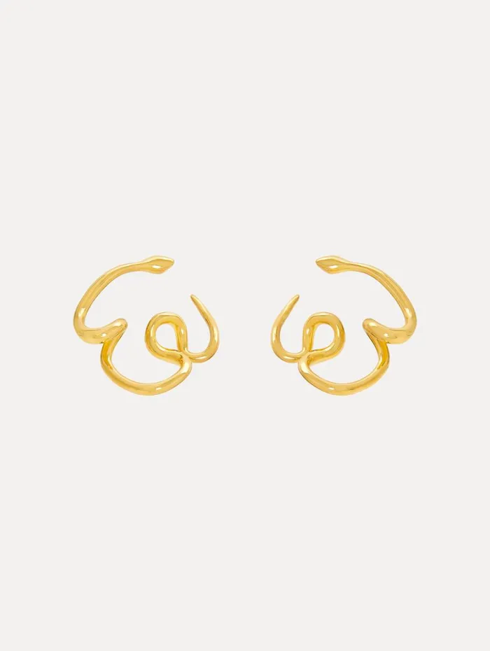 Oscar De La Renta Snake Hoop Earrings Gold Women Earrings