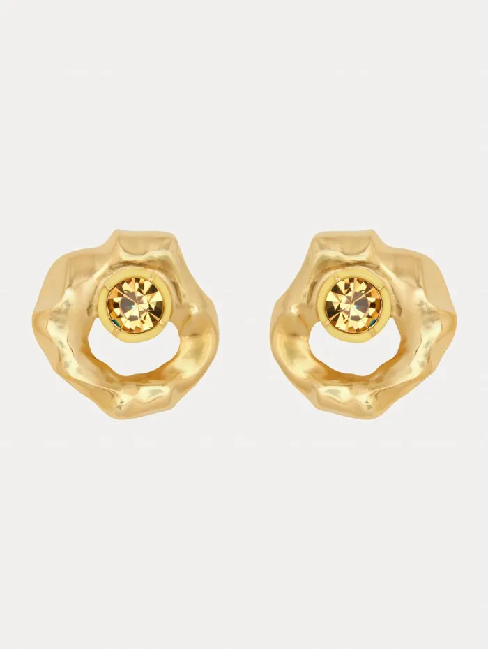 Oscar De La Renta Textured Metal Earrings Light Topaz Women Earrings
