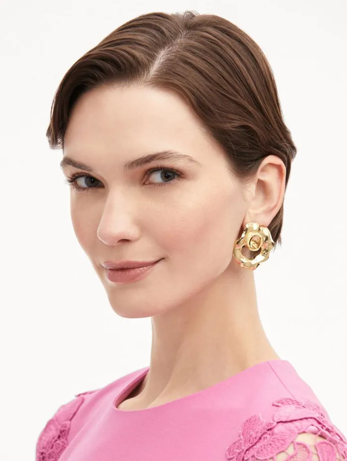 Oscar De La Renta Textured Metal Earrings Light Topaz Women Earrings