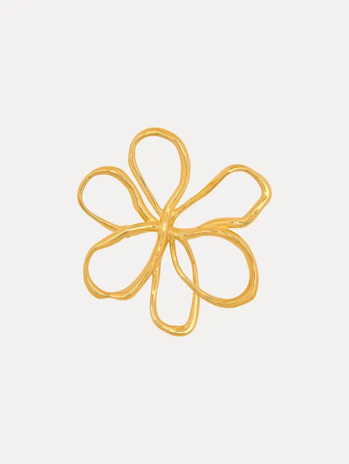 Oscar De La Renta Threaded Flower Brooch Gold Women Brooches and Hair Accessories