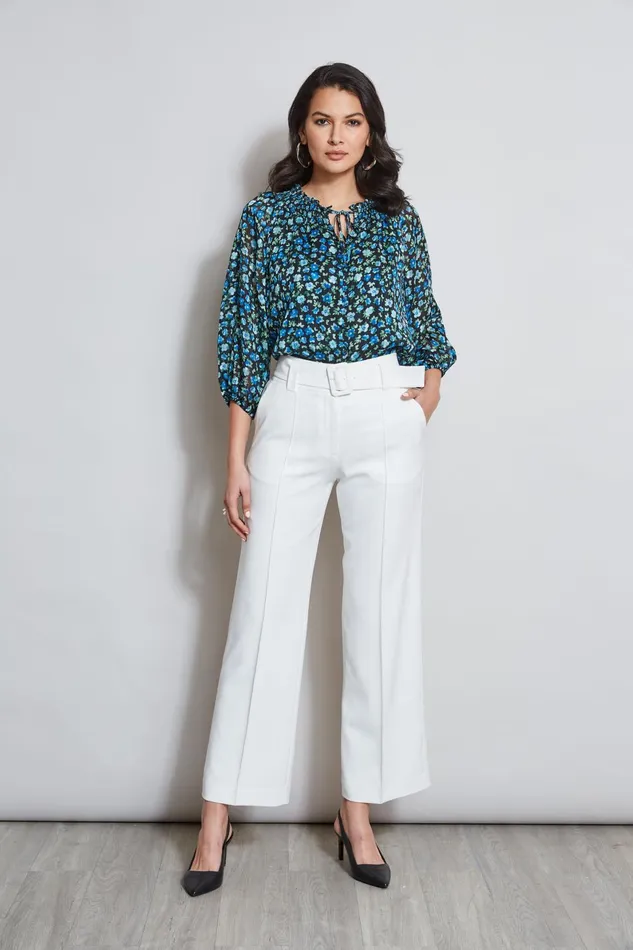 Outlet 8211 Women Bottoms Elie Tahari Belted Crepe Pant Sky White