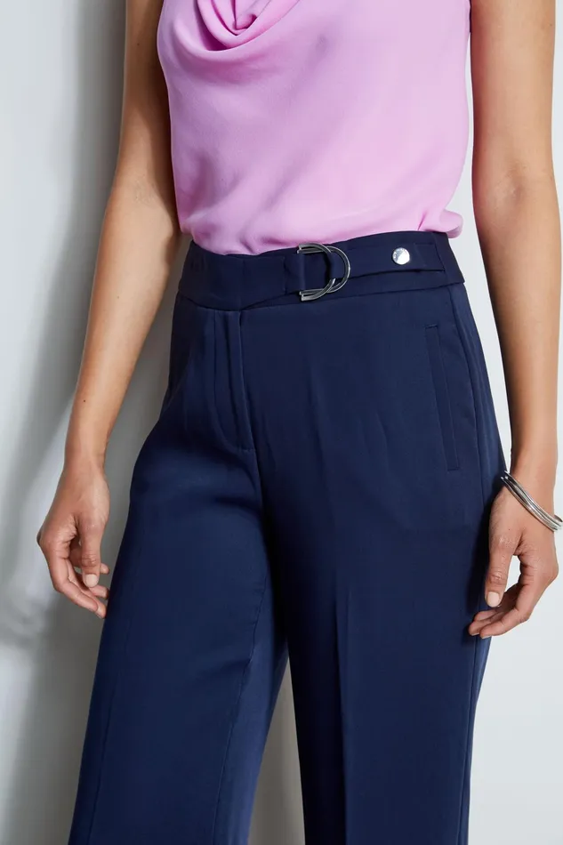 Outlet 8211 Women Bottoms Elie Tahari Cropped Wide Leg Belted Pant Peacoat