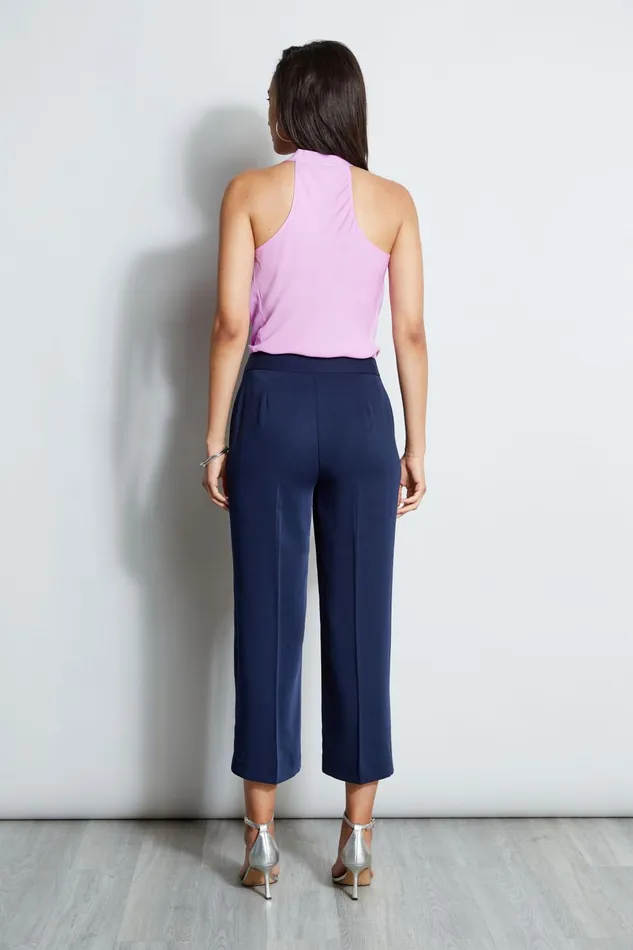 Outlet 8211 Women Bottoms Elie Tahari Cropped Wide Leg Belted Pant Peacoat
