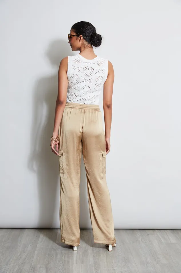 Outlet 8211 Women Bottoms Elie Tahari Relaxed Satin Cargo Pant Sandcastle