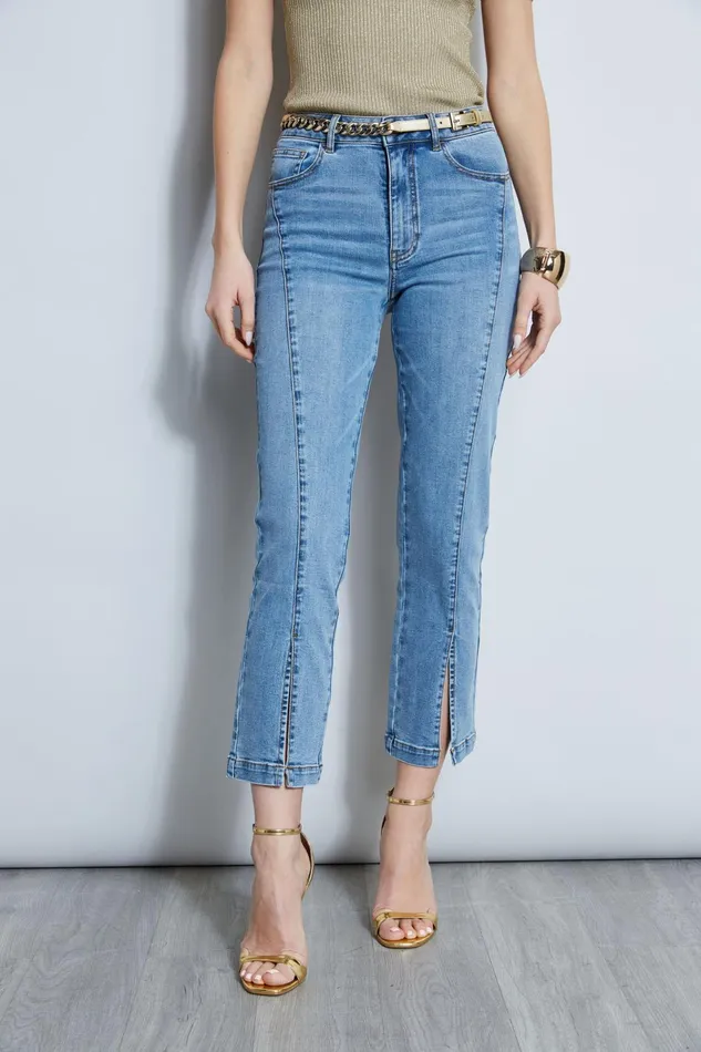Outlet 8211 Women Bottoms Elie Tahari Slit Front Denim Pant Blue Nile
