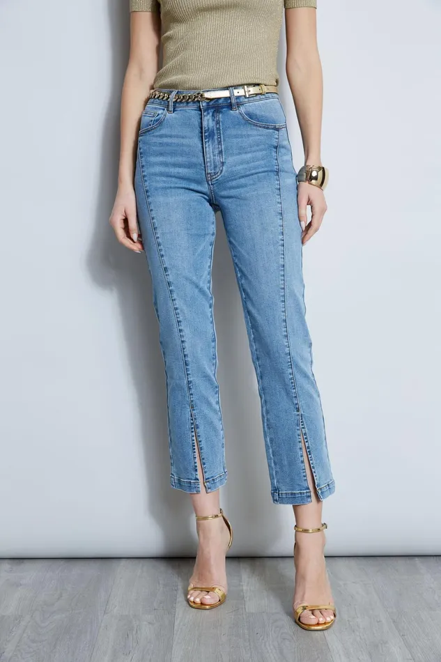 Outlet 8211 Women Bottoms Elie Tahari Slit Front Denim Pant Blue Nile