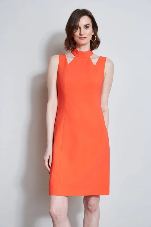 Outlet 8211 Women Dresses and Jumpsuits Elie Tahari Mock Neck Cut Out Dress Tomato