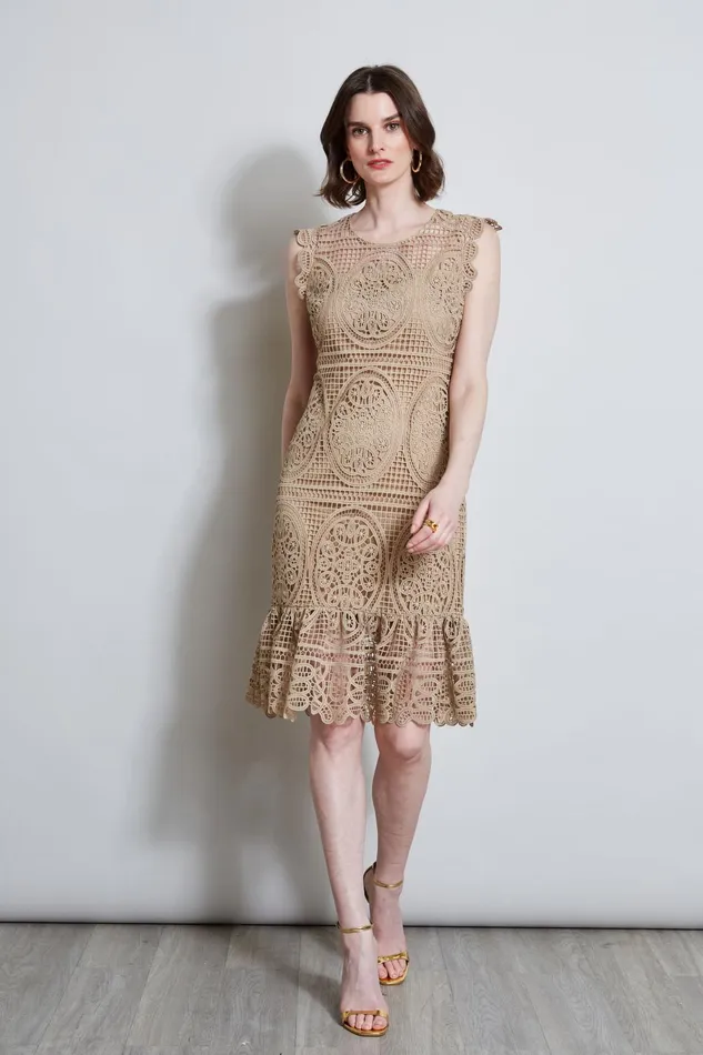 Outlet 8211 Women Dresses and Jumpsuits Elie Tahari Mosaic Lace Dress Sandcastle