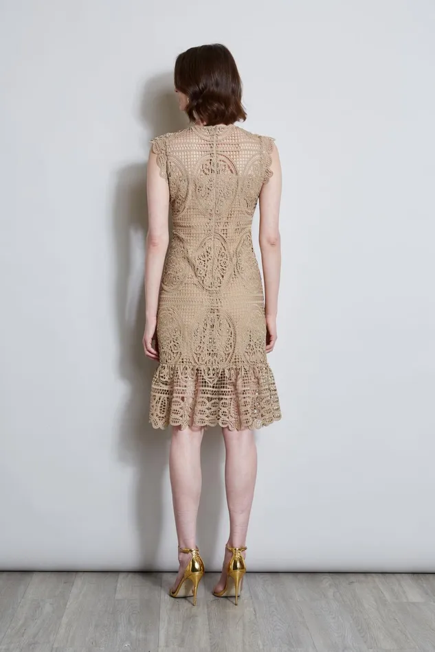 Outlet 8211 Women Dresses and Jumpsuits Elie Tahari Mosaic Lace Dress Sandcastle