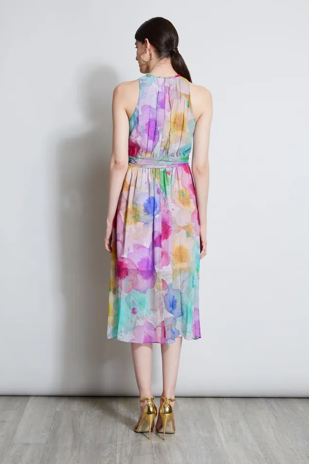 Outlet 8211 Women Dresses and Jumpsuits Elie Tahari Pigment Floral Silk Chiffon Halter Dress Multi