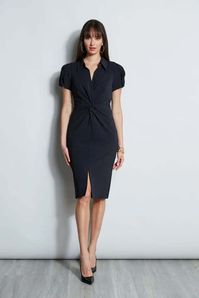 Outlet 8211 Women Dresses and Jumpsuits Elie Tahari Short Sleeve Twist Dress Black