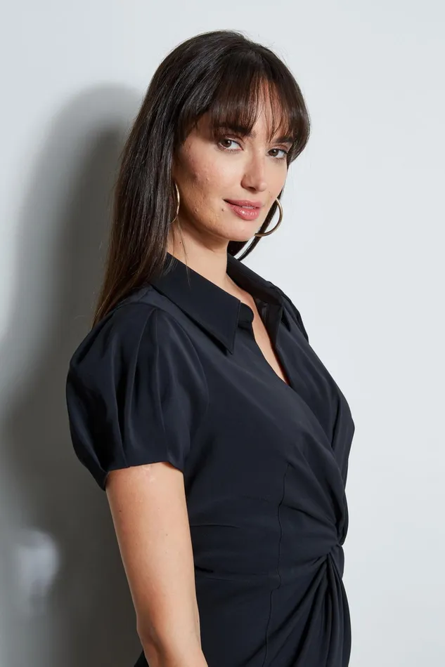 Outlet 8211 Women Dresses and Jumpsuits Elie Tahari Short Sleeve Twist Dress Black