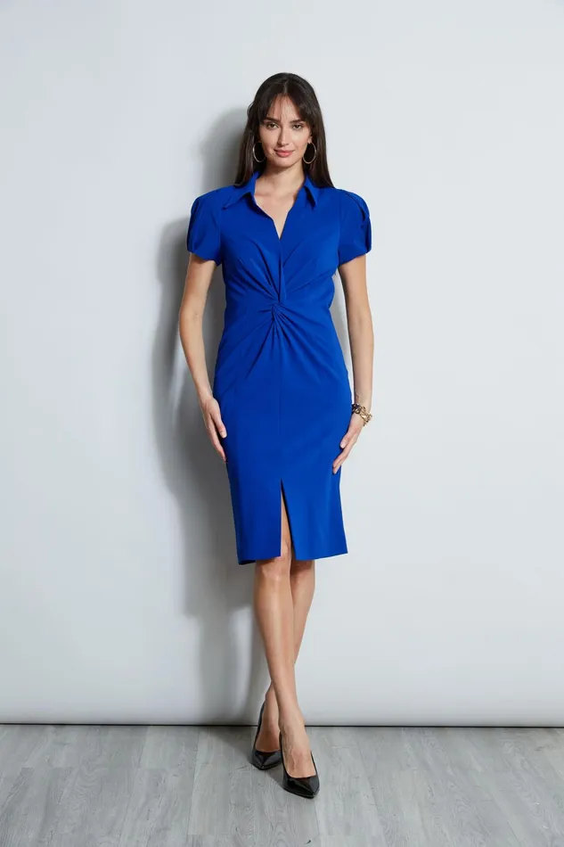 Outlet 8211 Women Dresses and Jumpsuits Elie Tahari Short Sleeve Twist Dress Klein Blue