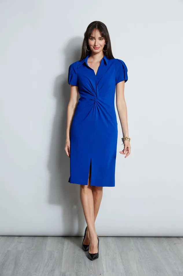 Outlet 8211 Women Dresses and Jumpsuits Elie Tahari Short Sleeve Twist Dress Klein Blue