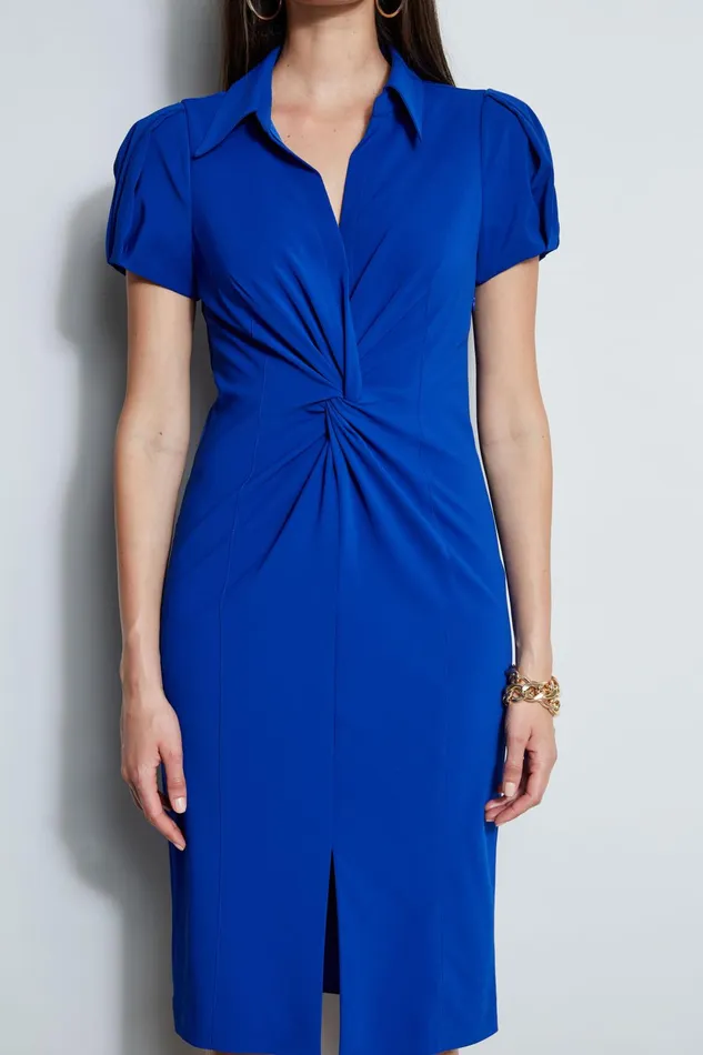 Outlet 8211 Women Dresses and Jumpsuits Elie Tahari Short Sleeve Twist Dress Klein Blue