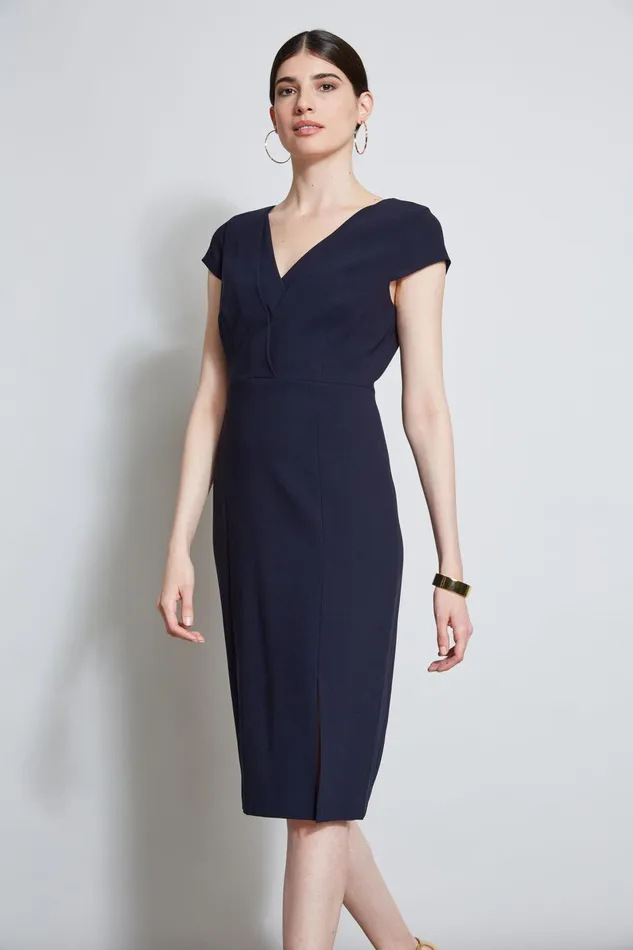 Outlet 8211 Women Dresses and Jumpsuits Elie Tahari VNeck Crepe Dress Stargazer