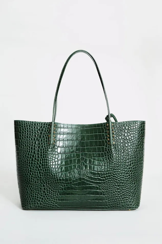 Outlet 8211 Women Handbags Elie Tahari Crocodile Embossed Leather Tote Bottle Green