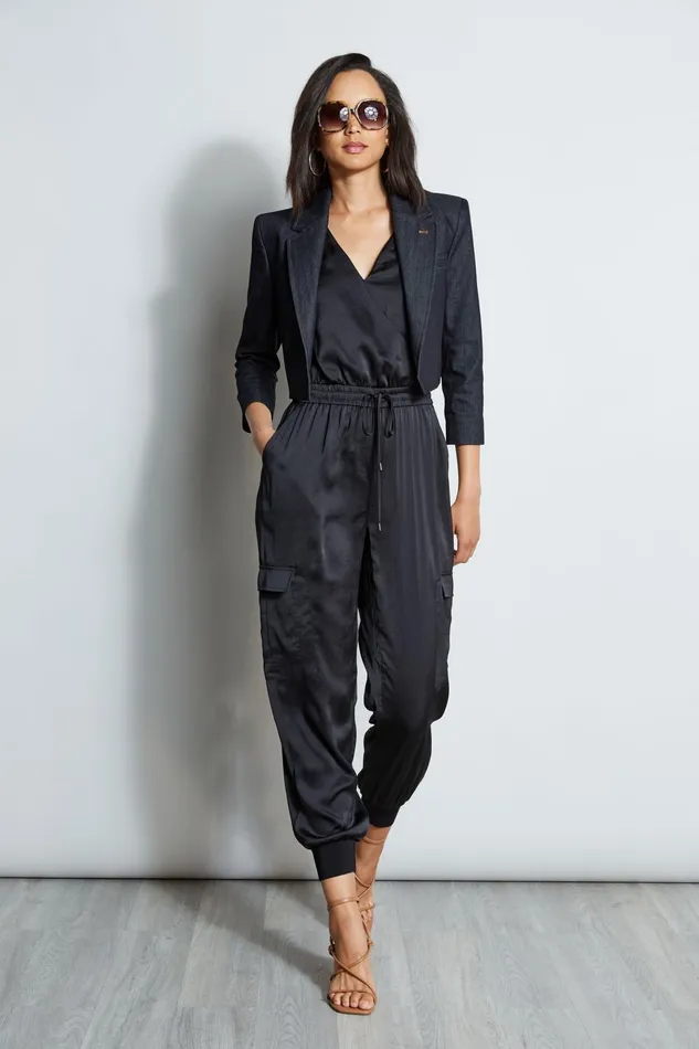 Outlet 8211 Women Jackets and Blazers Elie Tahari Cropped Denim Jacket Indigo