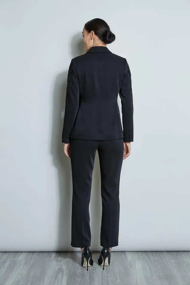 Outlet 8211 Women Jackets and Blazers Elie Tahari Embroidered Crepe Blazer Noir