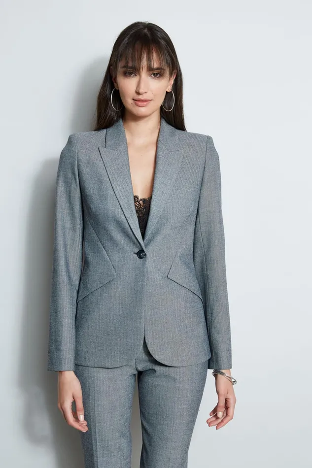 Outlet 8211 Women Jackets and Blazers Elie Tahari Herringbone Panel Blazer Multi