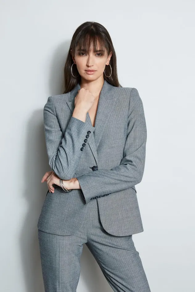 Outlet 8211 Women Jackets and Blazers Elie Tahari Herringbone Panel Blazer Multi