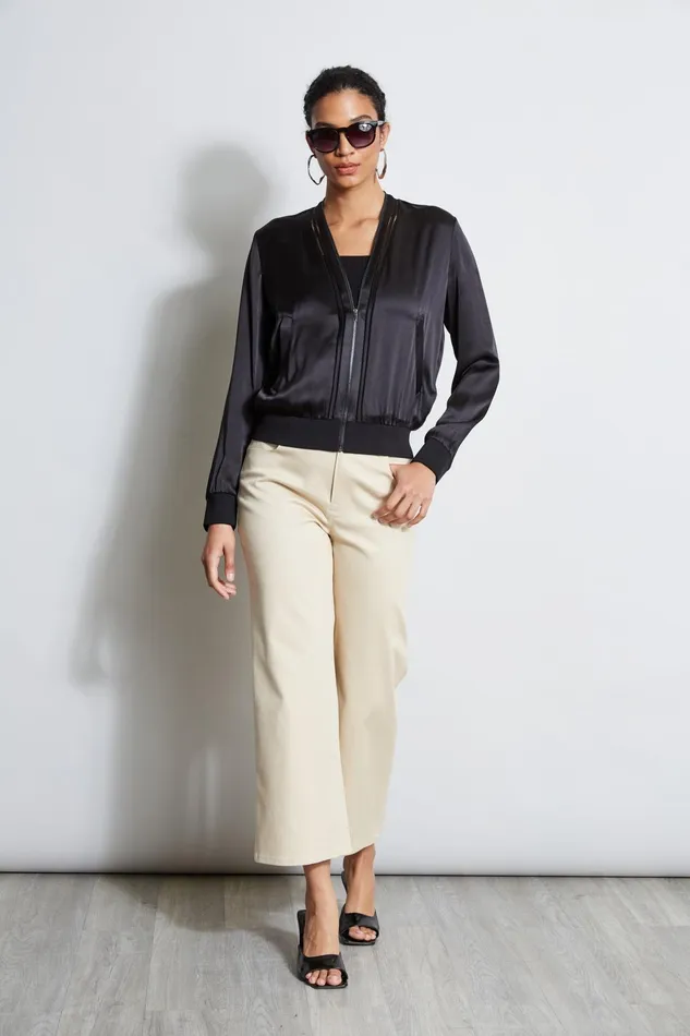 Outlet 8211 Women Jackets and Blazers Elie Tahari Silk Satin Bomber Jacket Black