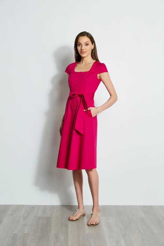 Outlet 8211 Women Midi Dresses Elie Tahari Poplin Corset Dress Cyclamen