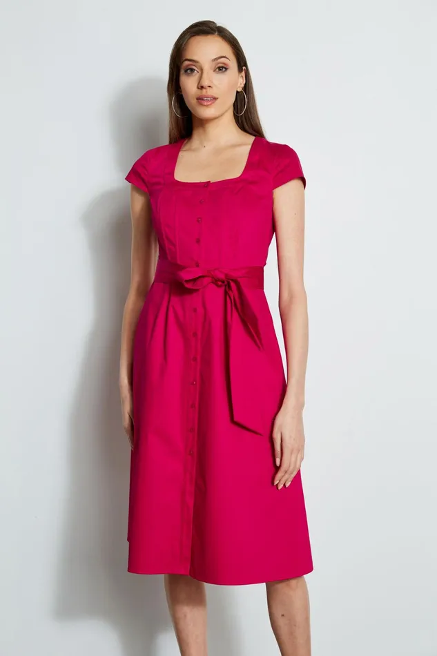 Outlet 8211 Women Midi Dresses Elie Tahari Poplin Corset Dress Cyclamen