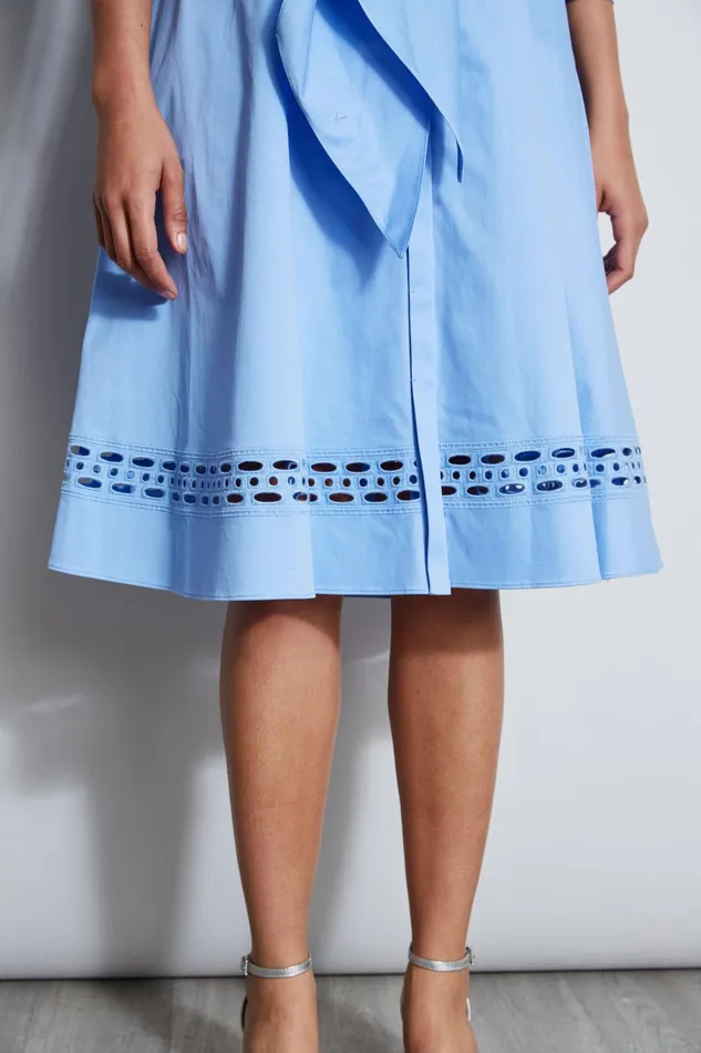 Outlet 8211 Women Midi Dresses Elie Tahari Tie Cotton Midi Dress Horizon Blue