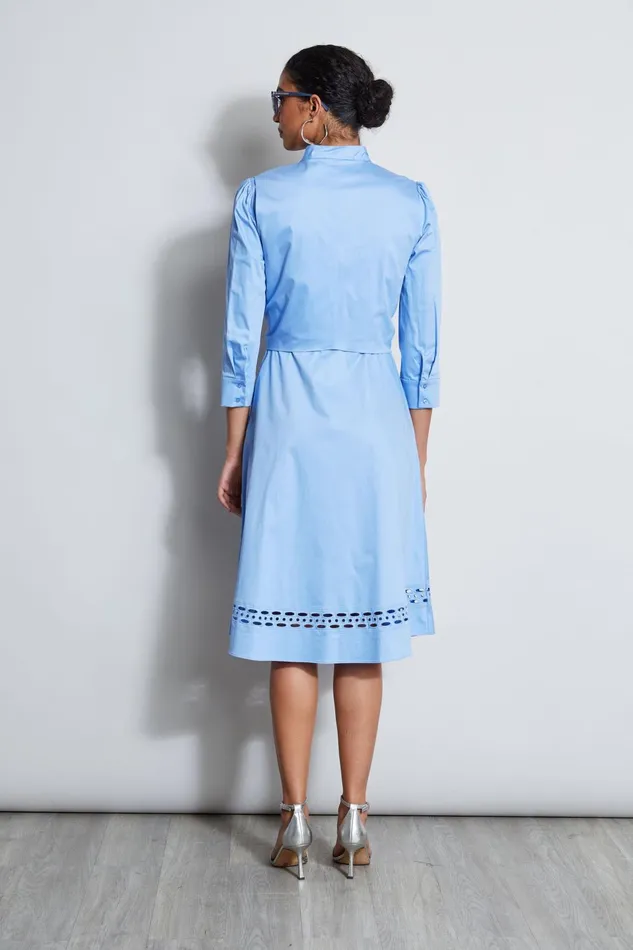 Outlet 8211 Women Midi Dresses Elie Tahari Tie Cotton Midi Dress Horizon Blue