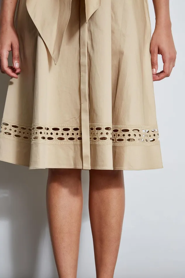 Outlet 8211 Women Midi Dresses Elie Tahari Tie Cotton Midi Dress Sandcastle