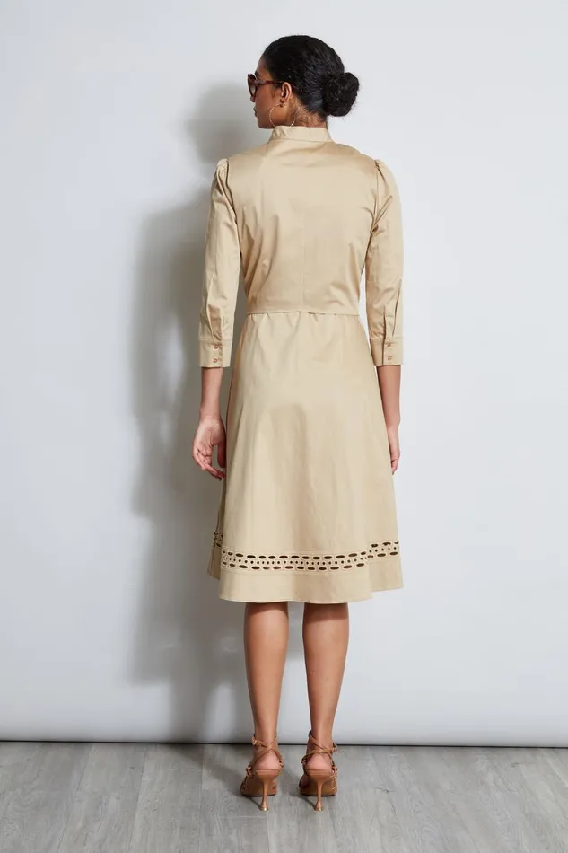 Outlet 8211 Women Midi Dresses Elie Tahari Tie Cotton Midi Dress Sandcastle