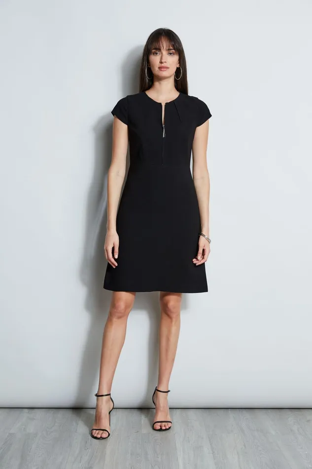Outlet 8211 Women Short Sleeve Dresses Elie Tahari Chain Zip Dart Dress Black