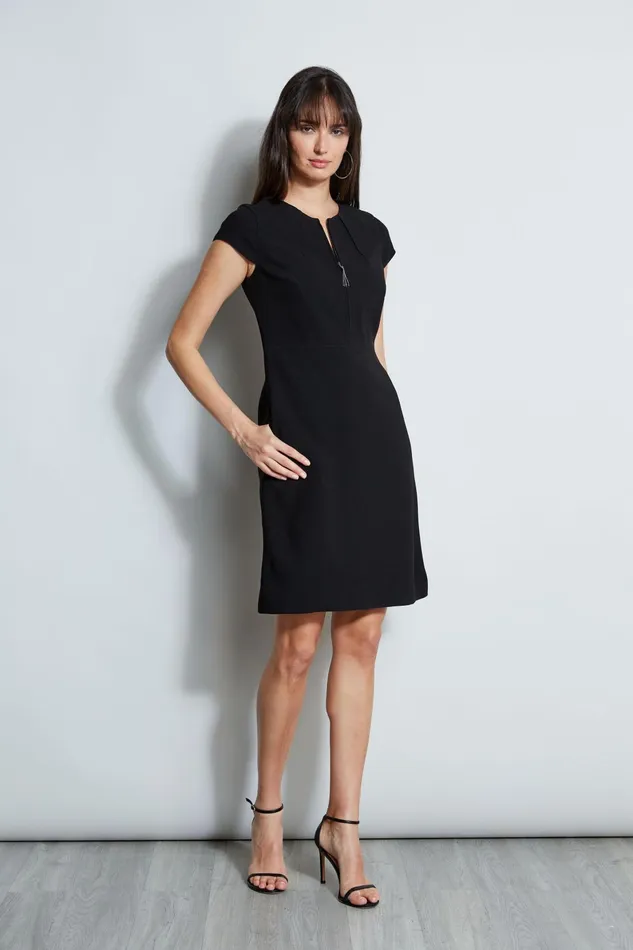 Outlet 8211 Women Short Sleeve Dresses Elie Tahari Chain Zip Dart Dress Black