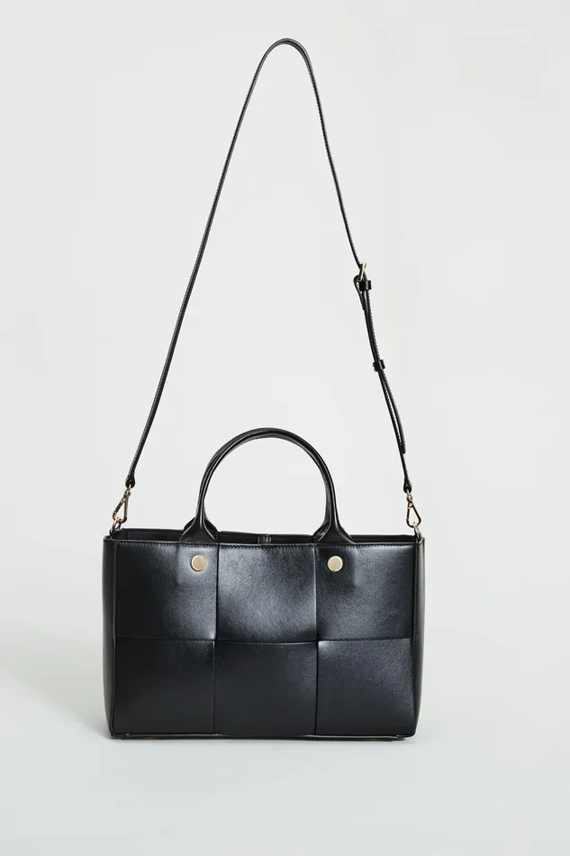 Outlet 8211 Women Suiting Elie Tahari Leather Weave Handbag Black