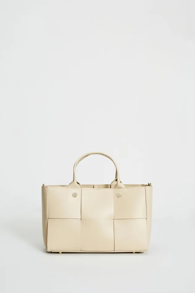 Outlet 8211 Women Suiting Elie Tahari Leather Weave Handbag Oyster