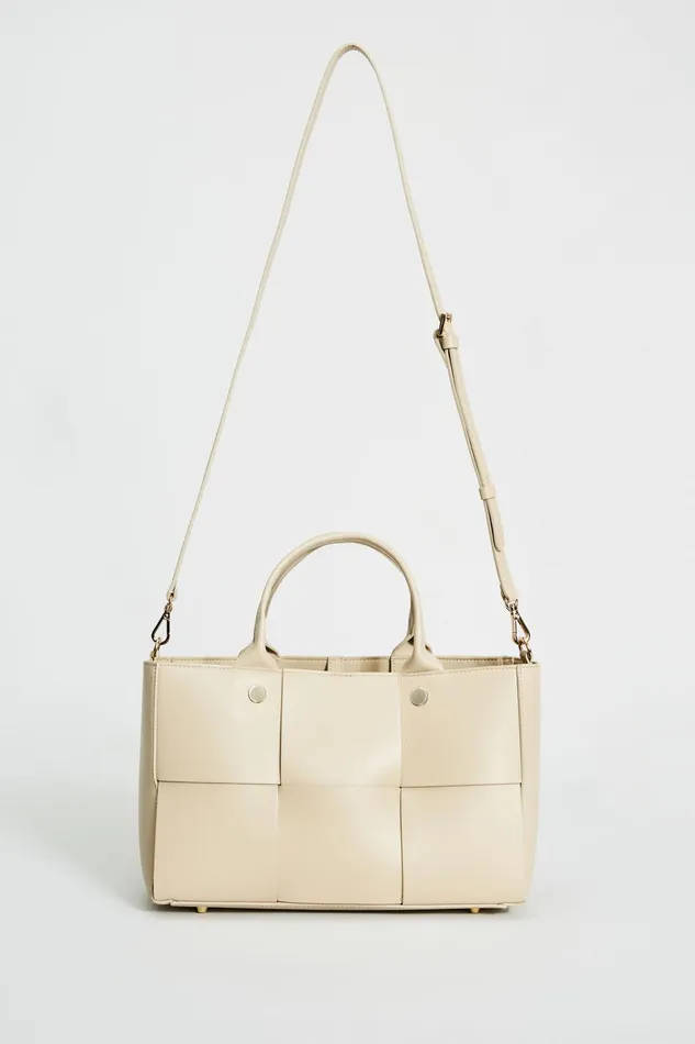 Outlet 8211 Women Suiting Elie Tahari Leather Weave Handbag Oyster