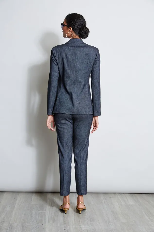 Outlet 8211 Women Suiting Elie Tahari Linen Crest Button Blazer Denim